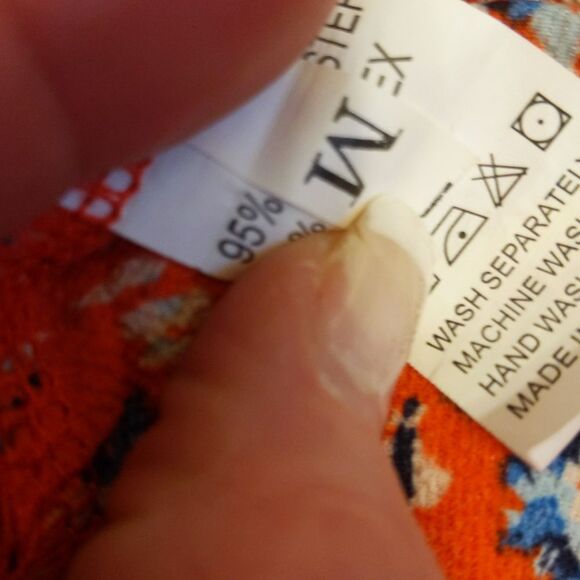 Bonkwa orange/red floral romper, lightweight & flowy, spring/summer,  M - Picture 7 of 8